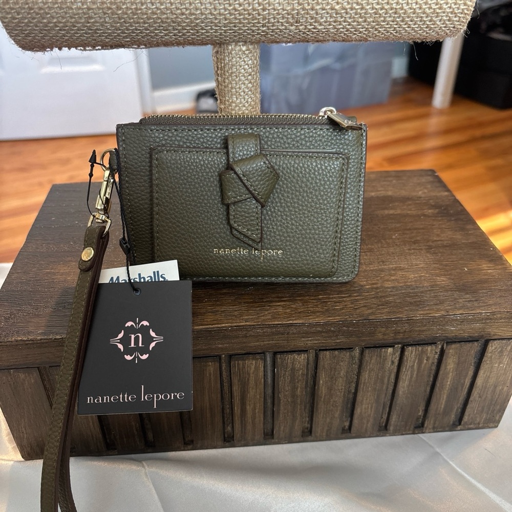 Nanette Lepore Forest Green Textured Wristlet